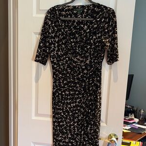 Lauren Ralph Lauren Black and White Long Sleeve Dress